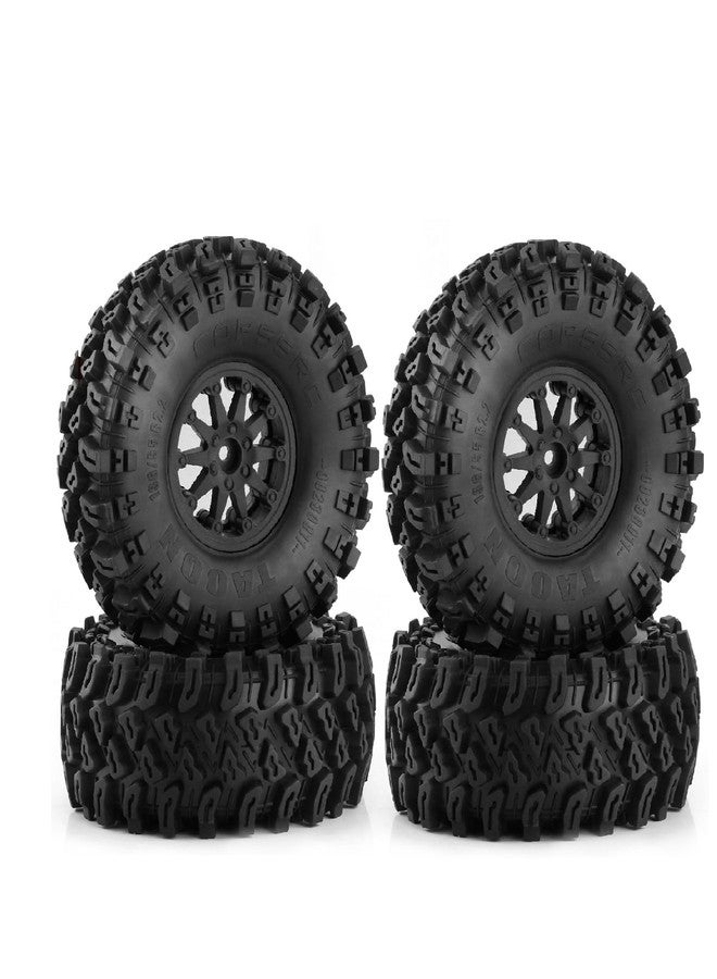 Chanmoo 2.2 RC Crawler Tires and Wheels Beadlock Rims 1/10 RC Rubber Slingers Grappler Mud Tyres OD 136mm for 1:10 Rock Crawler Car Axial SCX10 90047 D90 TF2 Tamiya CC01 Traxxas TRX4 RGT 4PCS (Black) - Image 1